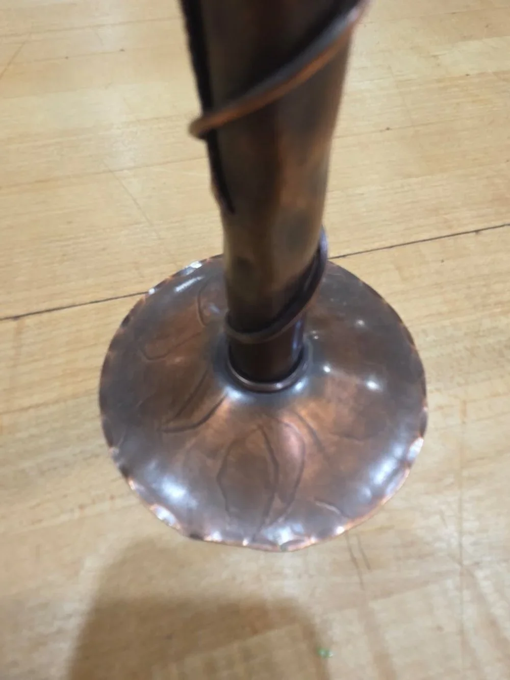 Vintage Craftsmen Inc Copper Bud Vase 349 Arts Crafts Applied Vine